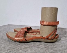 Clarks Active Air Sandals UK 7 US 9 Orange Strappy Hook & Loop Woven Pattern