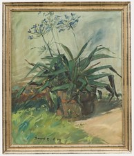 Burger - Framed 20th Century Oil, Giant Agapanthus