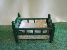 Vintage Sylvanian Families Drop Side Nursery Cot Bed and Bedding - IMMACULATE