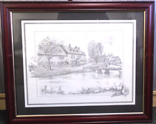 FRAMED PRINT PICTURE - A Village Scene By Glenda Rae 48cm x 58cm