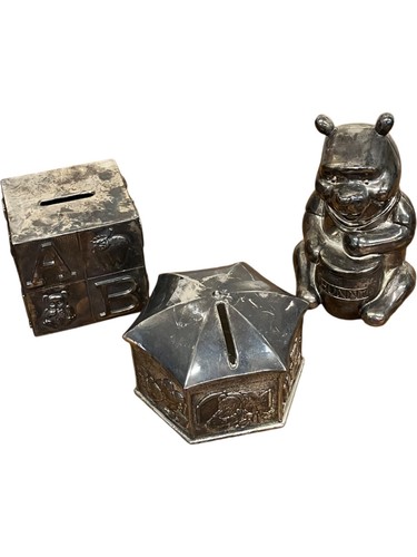 Vintage metal piggy banks - vintage,