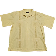Maximos Guayabera Shirt Size XXXL Mustard Cuban 4 Pockets Short Sleeve