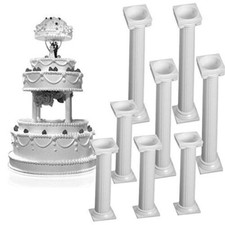 8Pcs/Set White Small+ Plastic Cake Pillars,Wedding Cake Pillars Stand5787