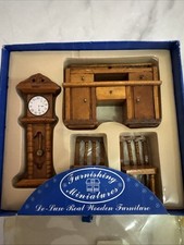 Vintage De-Luxe Wood Miniature Doll House Furniture PMS 5pc Set 1996 Rare