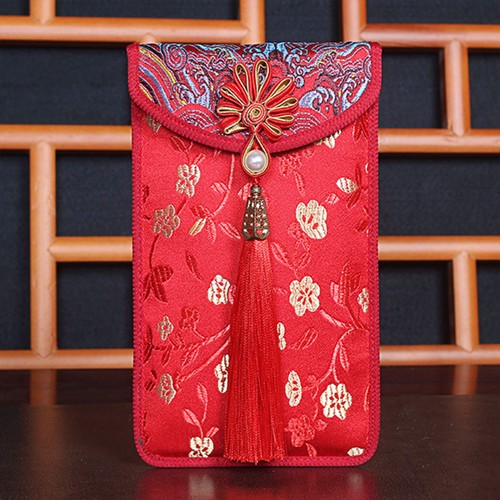 Red peacock pearl silk - red,