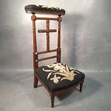 French Prayer Chair Horse Hair Filled Seat Antique Hand Stitched Upholstery 