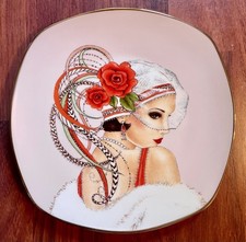 Vintage CLINTONS Art Deco Lady Flapper Plate  - PINK