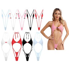 Womens Swimsuit Swimwear Monokini Quick-drying Bodysuit Backless Playsuit Sling