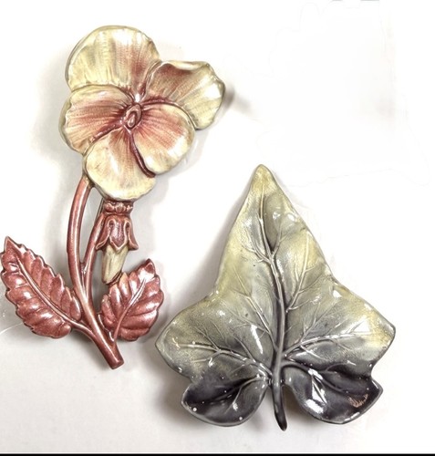 Vintage set brooches flower - set, 2