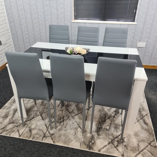 Dining white black wood table - black,