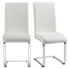 Dining Chairs 2pcs Leather Padded Seat w/Metal Legs Home Kitchen Cafe Furniture