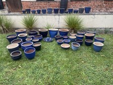 Job Lot Of 46 Blue Garden Planters / Pots