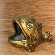 Vintage Brass Fish Match Stick Holder Rare Figure Unusual Unique 