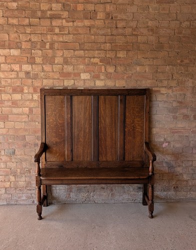 Antique oak high - back, hall