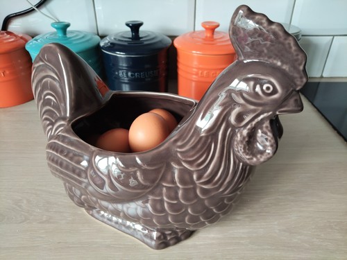 Vintage ceramic chicken egg - ceramic,