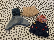 Bundle 3pcs Next cotton Baby Pom hat Dinosaur Lion Knit hat 0-3,3-6,6-12Months