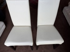 6 Cream Leather Dining Chairs