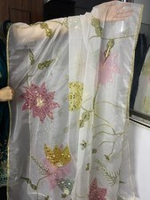 hand paint embroided organza