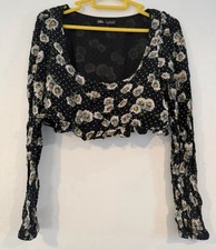 Zara floral crop top Black