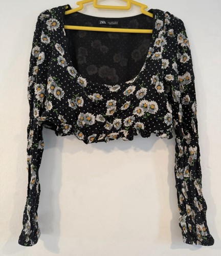 Zara floral crop top - , black