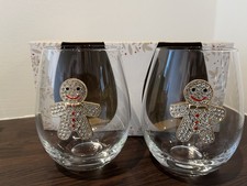 Tk Maxx Christmas Gingerbread Stemless Gin Glass / Wine Tumbler Set Of 2 Glasses