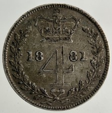 1881 Victoria Maundy Four-Pence Silver Coin | Very High Grade