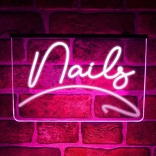 Nail Bar Neon LED Light Sign | Manicure Shop Open Window  Hanging Display Décor