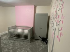 Grey Sleigh Cot and Toddler Bed, Nursery Furniture Set Used Good Condition