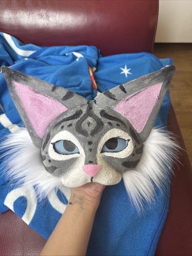 Grey cat mask therian furry - grey,