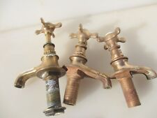 Antique Brass Taps Sink Basin Caps Vintage Old Faucet Victorian Bronze Pair +1