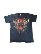 VTG Lamb Of God Pyramid All Seeing Eye Illuminati Faded Black T-Shirt Size L 