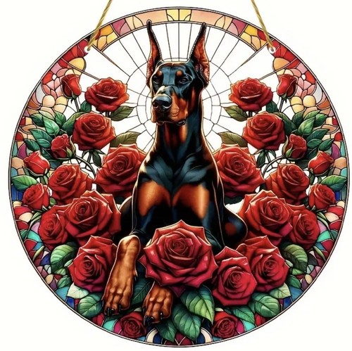 Dobermann large dog suncatcher - dobermann,
