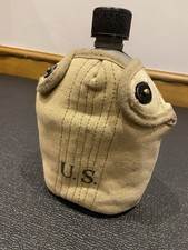 Stainless Steel WWII US Army Canteen Water Bottle and Cover