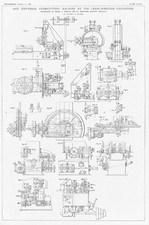 1908 3x Antique Engineering Prints - 54in Universal Gear Cutting Machine