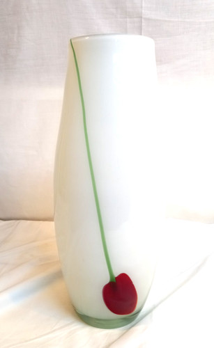 Large white glass vase - large,