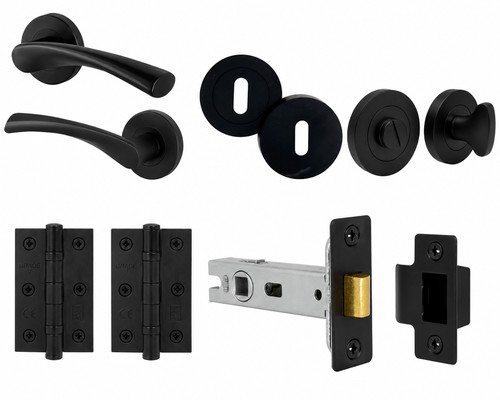 Black door handles curved - black,