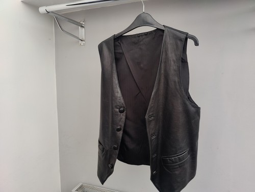 Men leather waistcoat - leather,