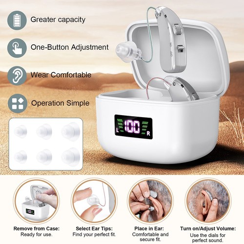 Pair hearing aids rechargeable - hearing,