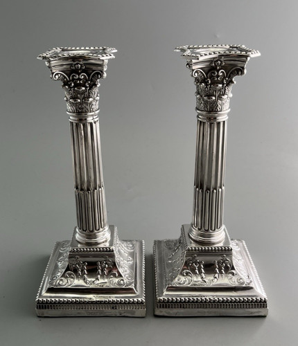 Victorian silver candlesticks - victorian,