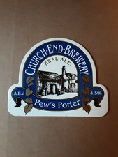 Church End Brewery used Pew's Porter pump clip front only Homebar Mancave 