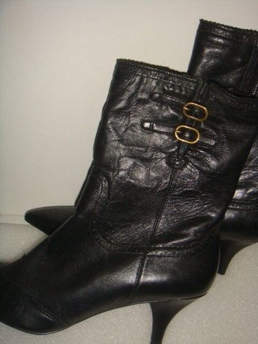 New black leather - new, ankle