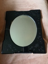 Vintage Venetian Style Etched Mirror With Black Surround