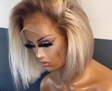  Blonde Lace Front Wigs For Women Short Bob Brazilian Human Hair Wig Brown 