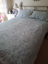 'Vantona' Butterflies Duckegg Blue Double Duvet Cover Set + 2 Extra Pillowcases 