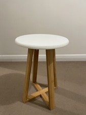 Viborg Round Stool, Bamboo - White