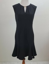 Ann Taylor Dress Women 6 Black Zip Peephole Lined Sleeveless