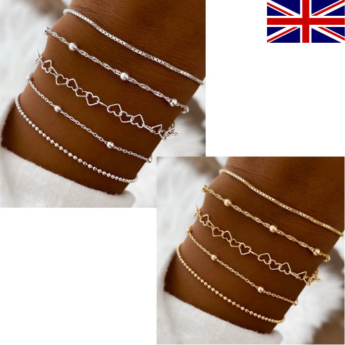 5pcs thin chain bracelet set - thin,