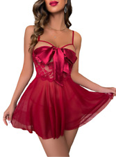 Sexy lingerie open bust lace up bow nightwear sleepwear underwear UK seller