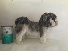 Dog figurine, ornament, SHITZU, large and heavy 30cmx20cm. Grey and white. CUTE!