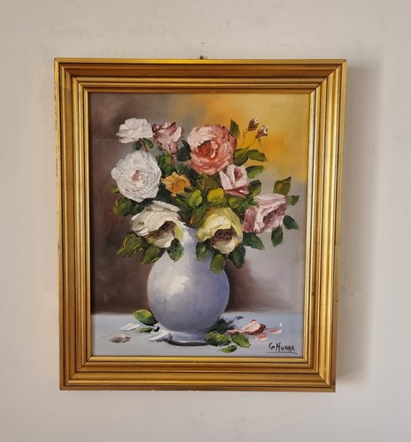 Vintage floral still life oil - vintage,